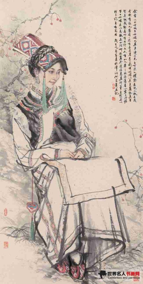 何家英作品《羌族少女》