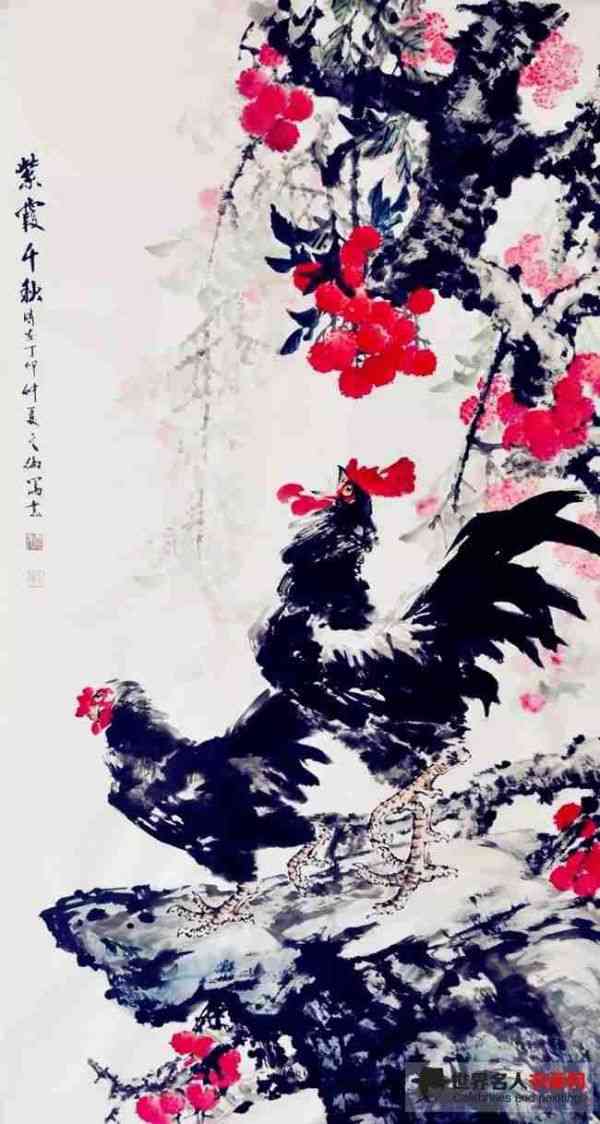 魏之伦花鸟画《紫霞千秋》