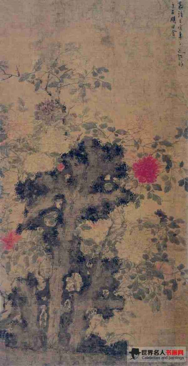 陈淳作品《牡丹湖石图》