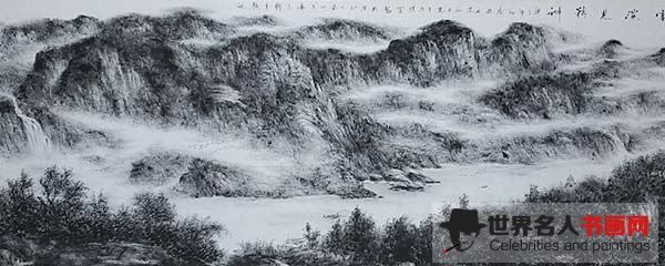 画家何珍泉手指焦墨山水经典作品欣赏