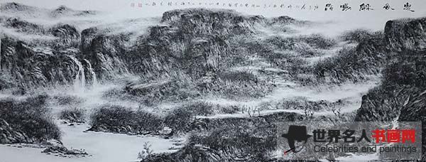 画家何珍泉手指焦墨山水经典作品欣赏