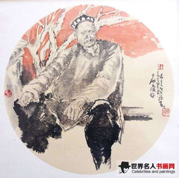 水墨画《夕阳无限好》