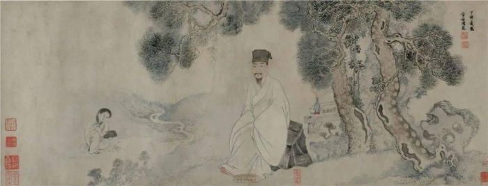 明 曾鲸画像，陈范补景 《菁林子像卷》